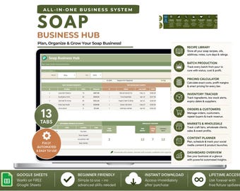Soap Business Spreadsheet Bundle, Google Sheets Planner (Digital Download)