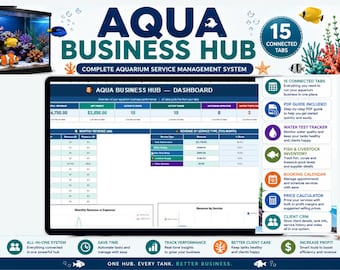 Aquarium Service Business Spreadsheet | Water Testing, Inventory, Client Booking System for Maintenance & Fish Stores