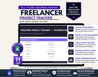 Freelancer Income & Expense Tracker | Google Spreadsheets Business Finance Dashboard