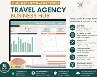 Travel Agency CRM, Booking Tracker, Itinerary Planner (Google Sheets Excel)