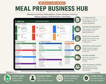 Meal Prep Business Hub | Google Sheets Planner (Digital Download)