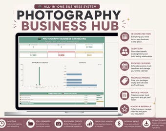 Photography Business CRM Spreadsheet | Client Management, Booking, Invoices (Google Sheets)