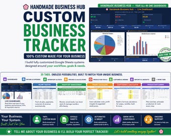 Custom Business Tracker Spreadsheet, Personalized Google Sheets Dashboard & Management System