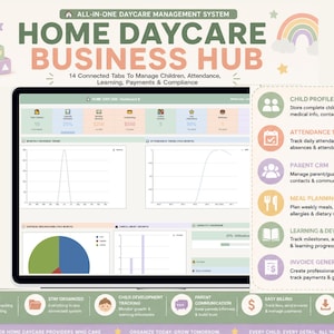 Home Daycare Spreadsheet Template, Childcare Management Attendance Billing Learning Development Tracker (Google Sheet)