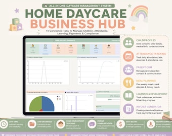 Home Daycare Spreadsheet Template, Childcare Management Attendance Billing Learning Development Tracker (Google Sheet)