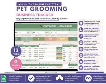 Pet Grooming Business Tracker, dog salon Organizer (Digital Download)