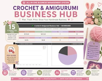 Crochet Business Spreadsheet, Amigurumi Tracker, Yarn Inventory, Pricing Calculator, Google Sheets Template