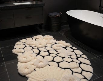 Custom Tufted Rug, 3D Textured Rug, Avant-garde Decor, Nature-Inspired Home Decor, Organic Shapes, High-low Pile, Hand-tufted, Bubble Texture