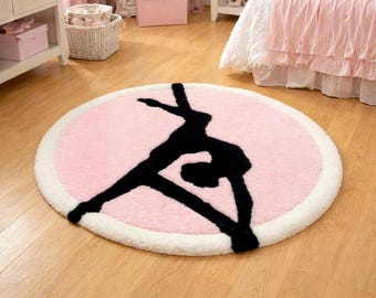 Alfombra con mechones personalizada, alfombra con mechones hechos a mano en 3D, regalo para gimnastas, decoración para gimnastas