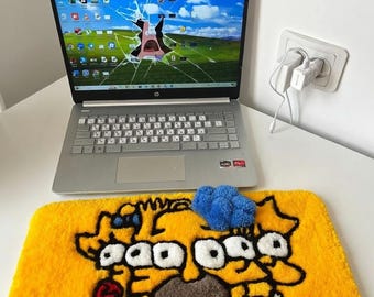 Tufted Keyboard Rug Desk Mat, Handmade Maggie Simpson, Simpson rug, Custom Aesthetic Mat, Unique Gamer Decor Gift, Unique Gamer Room Decor