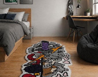 Alfombra artesanal de Luffy Gear 5, alfombra personalizada de anime de Sun God Nika y Fruta del Diablo, arte de pared y decoración de suelo de manga de One Piece, regalo único para otakus.