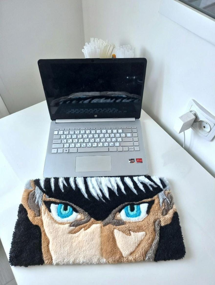 Tufted Keyboard Rug Desk Mat, Anime Tufted Rug, Wrist Rest, Custom Gift ...