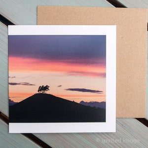 DORSET Grußkarte, COLMER'S HILL, Symondsbury, Bridport, szenische Fotografie, Landschaft, Sonnenuntergangsfotografie, Purple Sunset