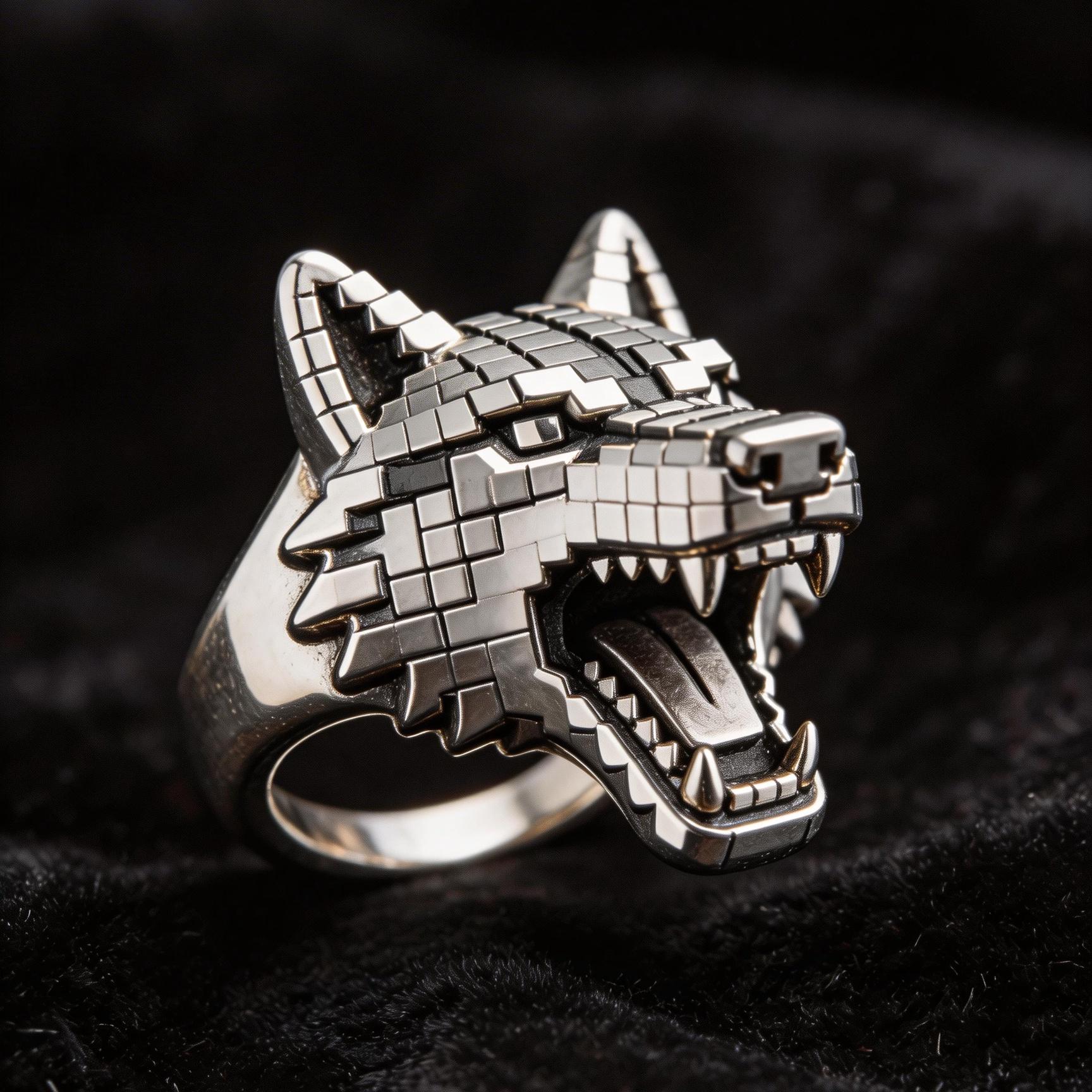 Anello Biker Argento Sterling 925 Con Testa Di Lupo - Ossidato - White Lion Jewels - Foto 2