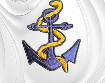 Embroidered Nautical Anchor Patch | Blue Marine Emblem (3.25" x 3.75")