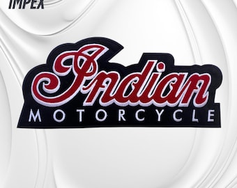 Vintage Large Indian Motorcycle Embroidered Back Patch 12” x 5” Iron-On/Sew-On Biker Vest Patch