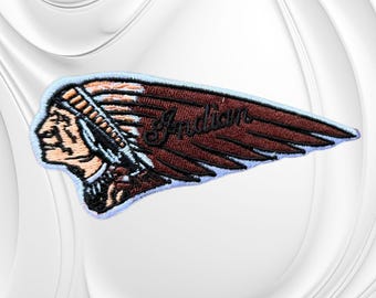 Indian Motorcycle Chief Head Embroidered Patch | Biker Jacket Vest (4.4" x 1.75")
