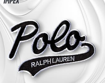 Black Polo Style Big Embroidered Patch 5” x 3” Iron-On/Sew-On Emblem