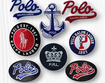 Polo Ralph Lauren Style Embroidered Patches – Pack of 8 Iron-On/Sew-On Designs
