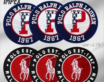 Polo Ralph Lauren Style Patch Pack of 6 – EST 1967 Iron-On Sew-On Embroidered Patches