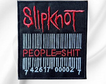 Slipknot Barcode Patch People=Shit Embroidered Sew On Band Red Logo Heavy Metal