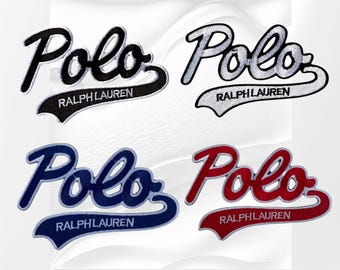 Polo Word Patch Pack of 4 – Blue Red Black White Iron-On Sew-On Embroidered Patches
