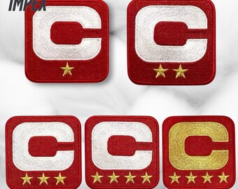 C Star Embroidered Patch Set – Pack of 5 – Gold Star Patches – Iron-On/Sew-On