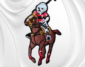 Embroidered Polo Horse Patch | Equestrian Logo Design (2.25" x 4.25")