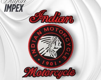 Vintage Indian Motorcycle Patches | Embroidered Biker Jacket Vest Set