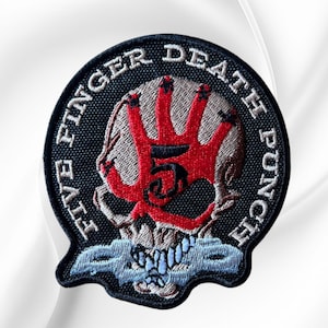 Five Finger Death Punch Skull Embroidered Patch 3.75" x 3.35" Iron On Sew On Band Logo Patch