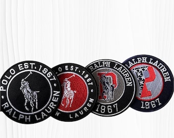 Polo Round Patch Pack of 4 – Horse & P Logo Iron-On Sew-On Embroidered Patches