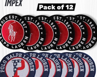 Polo Style Embroidered Patches - Horse & P Logo, 12 Pack