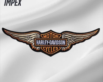 Harley Davidson 15” Golden Wing Patch – Large HD Embroidered Back Patch Iron On