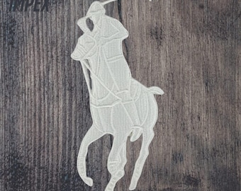Polo Genuine Logo White Patch 4.5" – Original Embroidered Iron-On / Sew-On Emblem