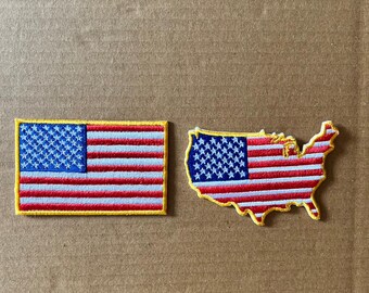USA Map Flag Embroidered Patch – Patriotic Iron On Sew On (3.75")