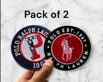 Classic Polo Style Embroidered Patch Set (Pack of 2) – Iron-On/Sew-On Vintage Logo Patches