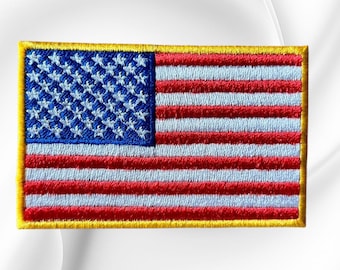 Embroidered USA Flag Patch: 3.5" Iron-On Patriotic American Applique for Jackets, Vests, Hats