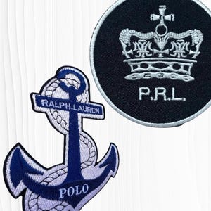 Polo Vintage & Anchor Embroidered Patch Set (Pack of 2) – Iron-On/Sew-On Mixed Size Patches