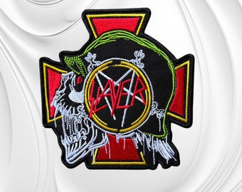 Slayer Skull Profile Embroidered Patch | Thrash Metal Band Logo (4.5" x 4.8")