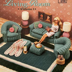 Vintage Doll Furniture Crochet Patterns | Classic Living Room, 10 Patterns (PDF Pattern)