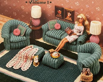Vintage Doll Furniture Crochet Patterns | Classic Living Room, 10 Patterns (PDF Pattern)