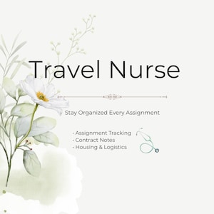 Carnet numérique d'infirmière de voyage | iPad ou impression | Suivi des devoirs, logement et notes de contrat