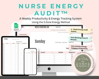Nurse Burnout Tracker Spreadsheet | Weekly Energy Planner for Nurses | Google Sheets Digital Download