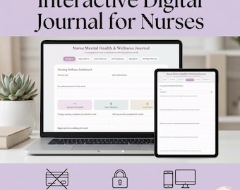 Interactive Digital Nursing Companion™ | Nurse Mental Health Wellness Web Notebook | Burnout Tracker Self Care Gift | Student Reflection