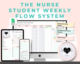 The Nursing Student Weekly Flow System | Interactive Google Sheets Planner | Nursing School Organizer | Clinical & Study Planner