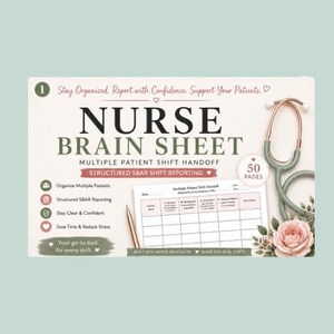 Bloc de notas para informe de enfermería SBAR / Herramienta para traspaso de pacientes múltiples / Bloc de notas para turno de enfermera registrada / Producto físico