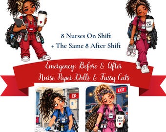 ER Nurse Clipart Digital Download, Emergency Room Paper Dolls & Fussy Cuts, Printable Scrub Life Stickers, Nurse Journaling Art