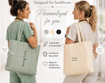 Saving Lives Tote Bag, Healthcare Worker Gift, Medical Nurse Tote, Utility Shift Bag for Doctor Med Student Tech, Appreciation Gift