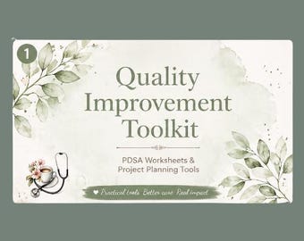 Quality Improvement Toolkit for Nurses | PDSA Cycle Worksheets | QI Project Planner | Digital
