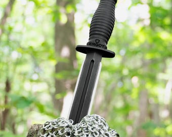 Hand Forged Hunting Dagger & Sheath | Rugged Outdoor Knife | Ergonomic Camping Knife with 3D Printed Handle And Blade | Anniversary Gift